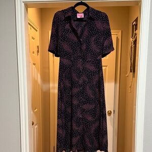 Kate Spade Blue Midi Sundress with Notched Collar